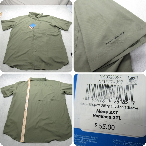 Columbia Other - Columbia Shirt Mens 2XT Green Silver Ridge Utility Lite Short Sleeve Ripstop NEW